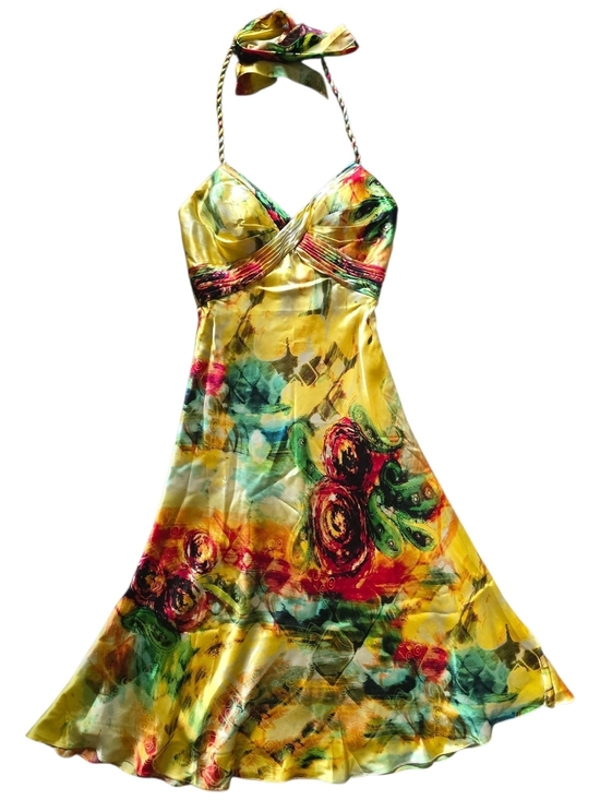 Cache Dresses & Skirts - Cache VTG 100% Silk Y2k NWOT Halter Dress
